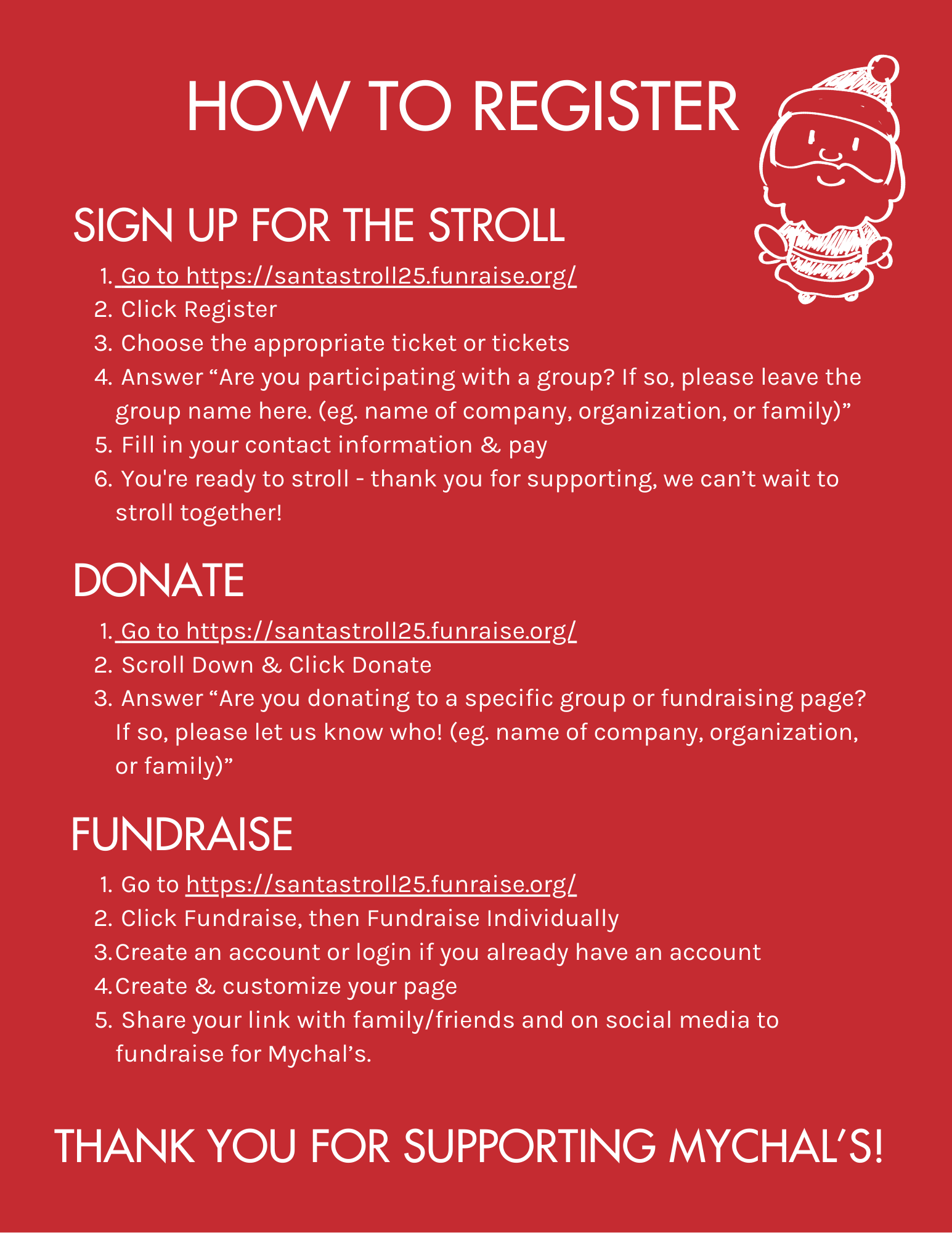 Mychal's Santa Stroll How To Register