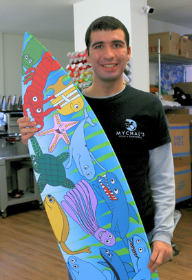 Keyon Surfboard Keyon's sea creature sticker surfboard
